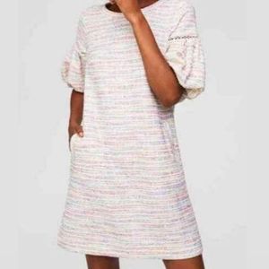 LOFT Multicolor Circular Flounce Sleeves Spring Shift Dress Size S